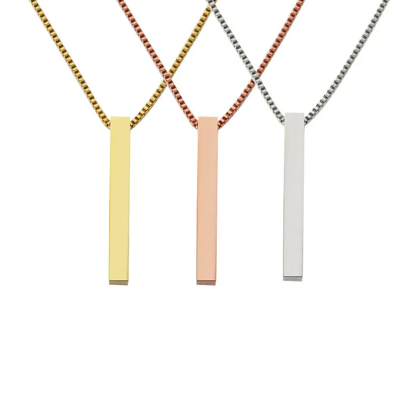 Rustfrit stål halskæde blank til gravering metal rektangulær tag charme choker halskæder spejlpoleret engros_voghion.com