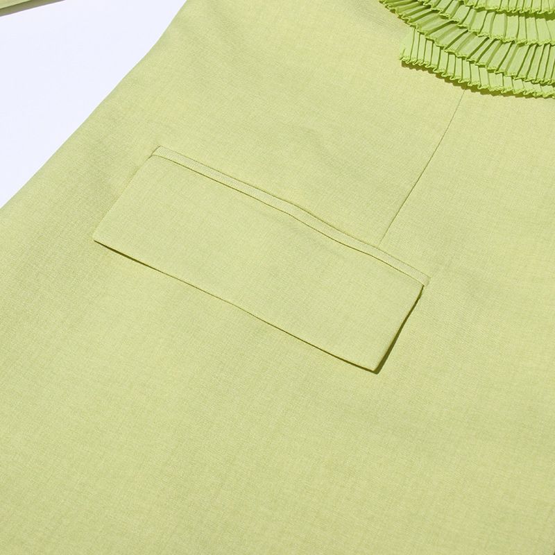 Women's Clothing Temperamental commuting one button V neck 2024 new design sense splicing three dimensional large plate_voghion.com