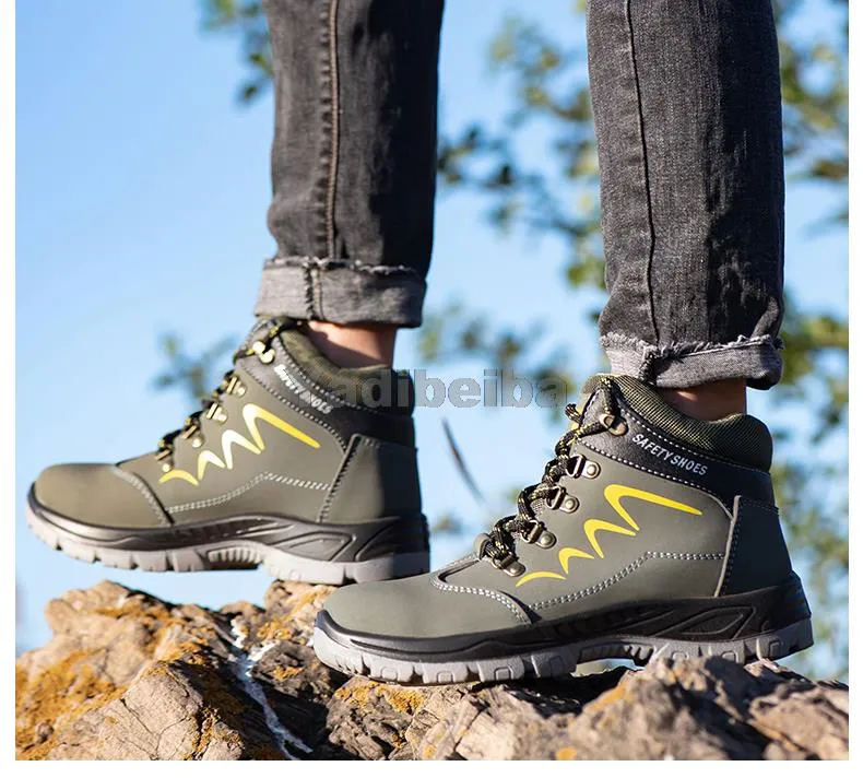 Für Sicherheit Wasserdichte Sicherheit Knöchel Schuhe Anti-smashing Stahl Kappe Kappe Winter Männer Bau Arbeit Stiefel a60c_voghion.com