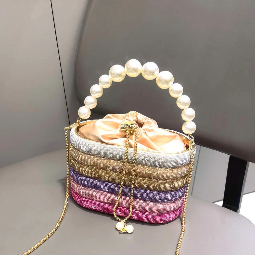 Borse da sera e borsetta da donna, borsa a tracolla con cristalli lucidi, borsa a secchiello_voghion.com
