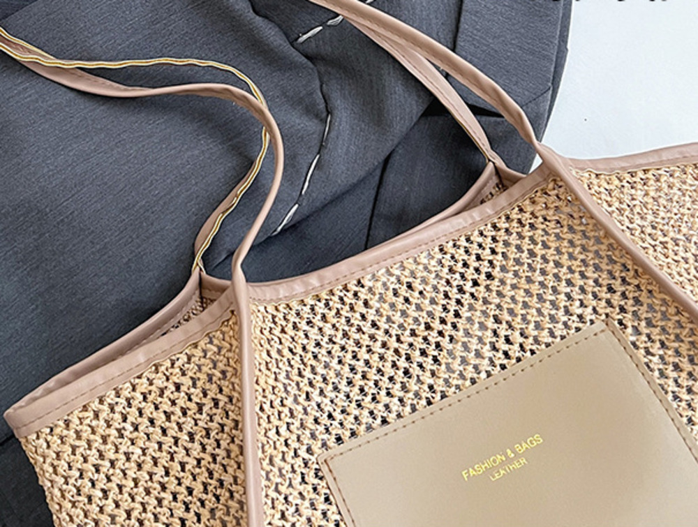 Große Geflochtene Strohtasche Für Damen Sommer Schultertasche_voghion.com