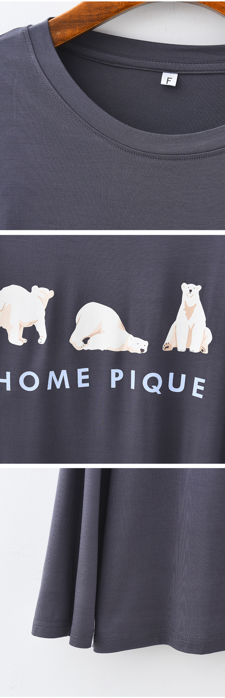 Women's clothing Polar Bear Modal Pajamas Women's Round Neck Long Sleeve Pants Loose Casual Simple Autumn Women's Home Clothes Set_voghion.com