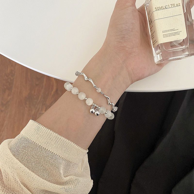 Bracelet en pierre œil de chat super féerique pour filles, design de niche, filet rouge pour amies, bijoux d'été en perles pour la main_voghion.com