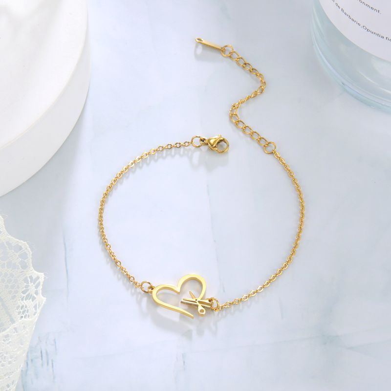 Braccialetto con ciondolo per strumento per capelli con design creativo in acciaio inossidabile Senso dell'amore Gioielli_voghion.com
