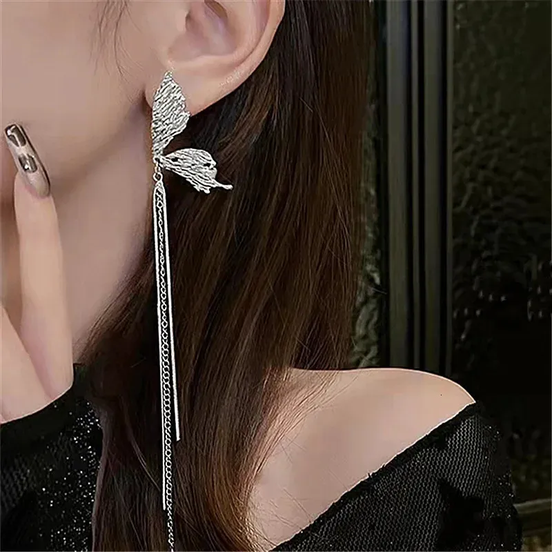 Fritillary Butterfly Long Tassel Earrings Woman Personality Cute Enamel Bow Stud Daily Wear Jewelry Accessories 240618_voghion.com