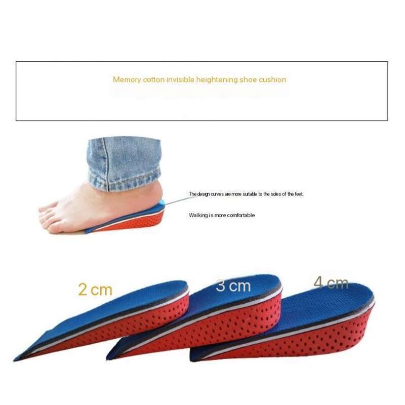 Soletta interna traspirante invisibile da uomo e da donna in EVA con altezza interna aumentata di 2 cm, 3 cm, 4 cm_voghion.com