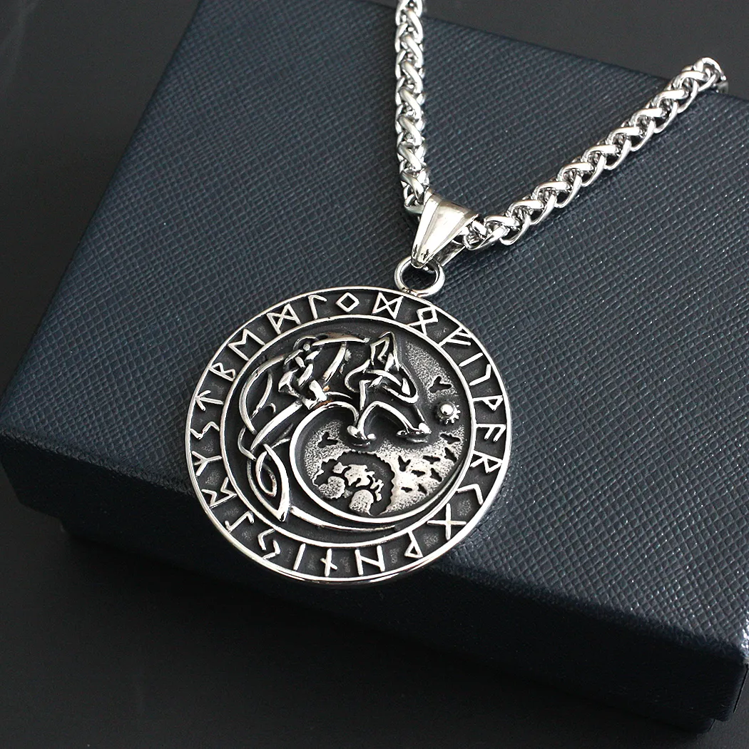 Wolf Anhänger Halskette Edelstahl Punk Schmuck Für Damen Herren_voghion.com