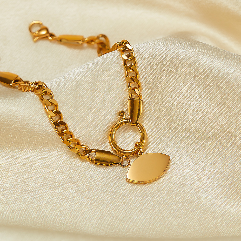 Elegante bracciale da donna in acciaio inossidabile con ciondolo occhio del diavolo in acciaio al titanio_voghion.com