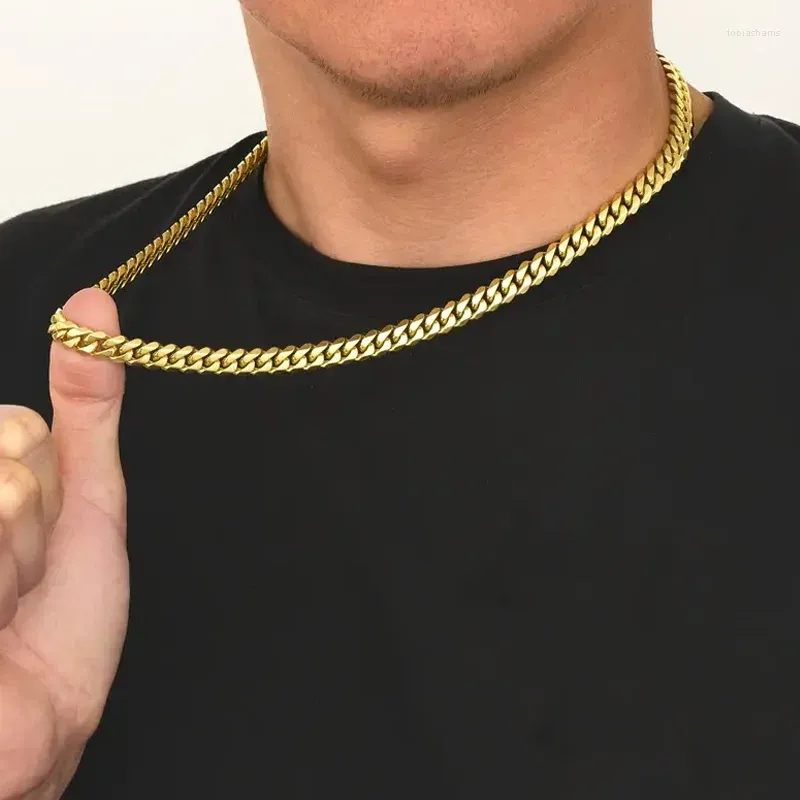 Catene Moda Europea E Americana Uomo Collana In Rame Puro Placcato Con Oro/S Argento Doppia Catena Cubana Stretta Hip-hop_voghion.com