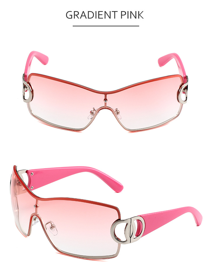 Y2K Large Frame Sunglasses - Retro Modern Style (Frameless One Piece, European & American Trendy, Hot Girl Look)_voghion.com