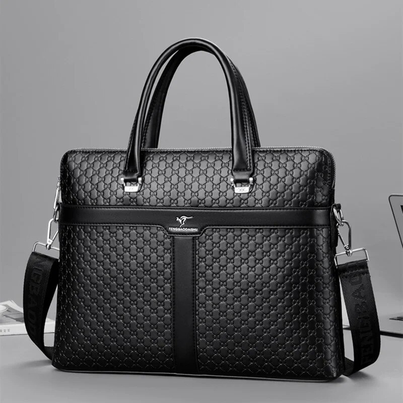 High Quality Business Men's Briefcase Fashion Leather Handbag Large Capacity Shoulder Messenger Office Man Laptop Bag_voghion.com