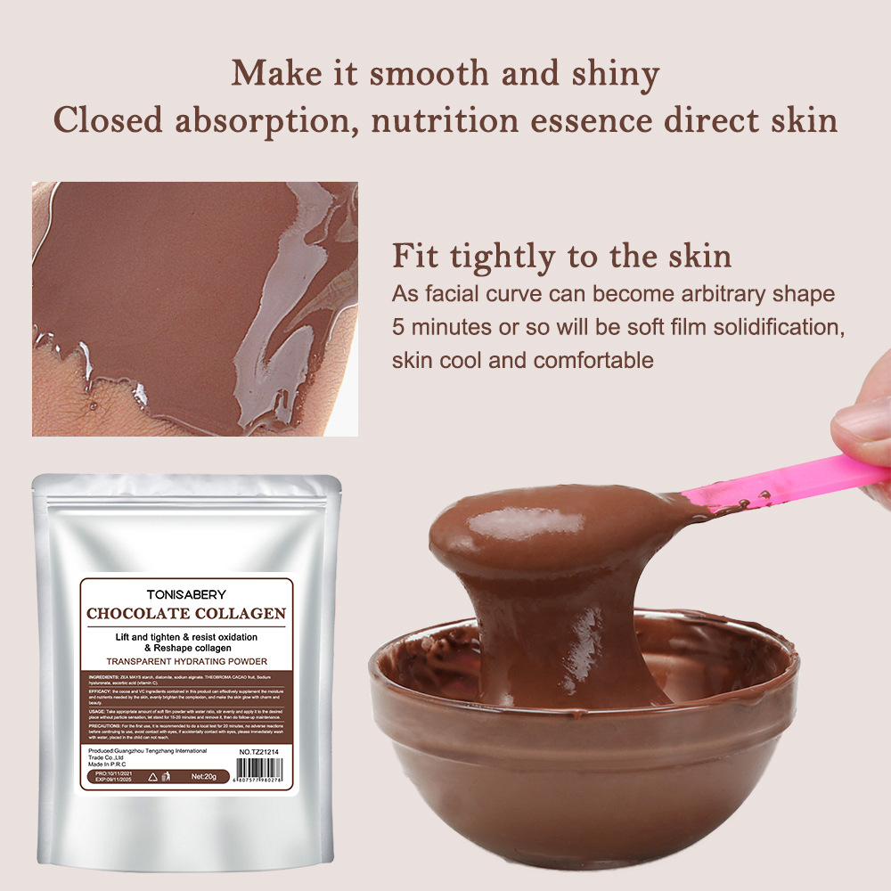 20g Chocolate Collagen Protein facial mask Multi effect Soft Mask Powder Moisturizing, Lifting and Firming_voghion.com