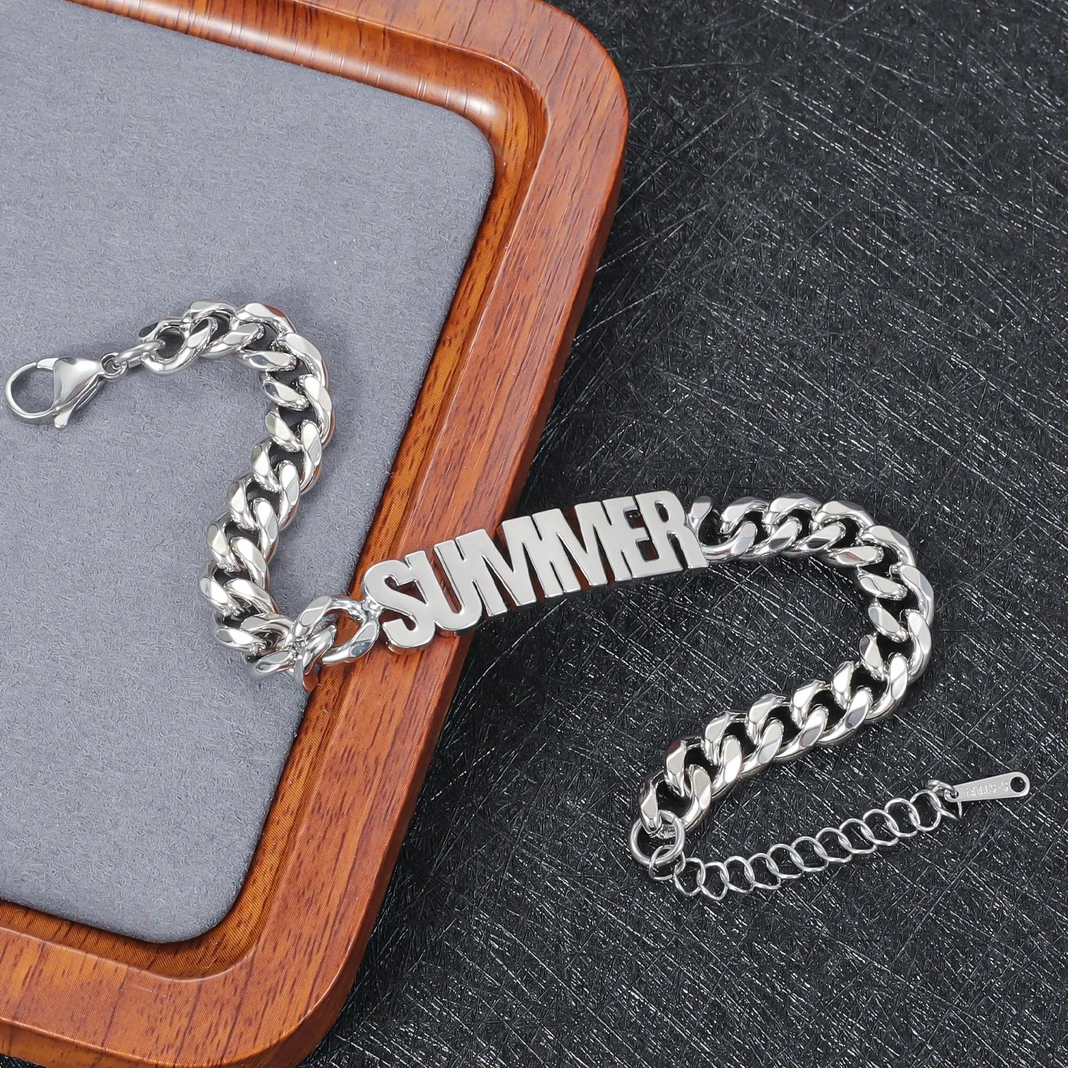 Qitian Custom Names Bracelet With Cuban Chain Personalized Stainless Steel Men Bracelets Valentines Day Jewelry For_voghion.com