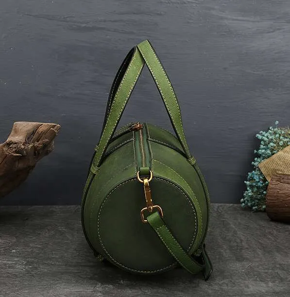 Leather Women Handbag Solid Color Retro Cowhide One Shoulder Messenger Bag_voghion.com