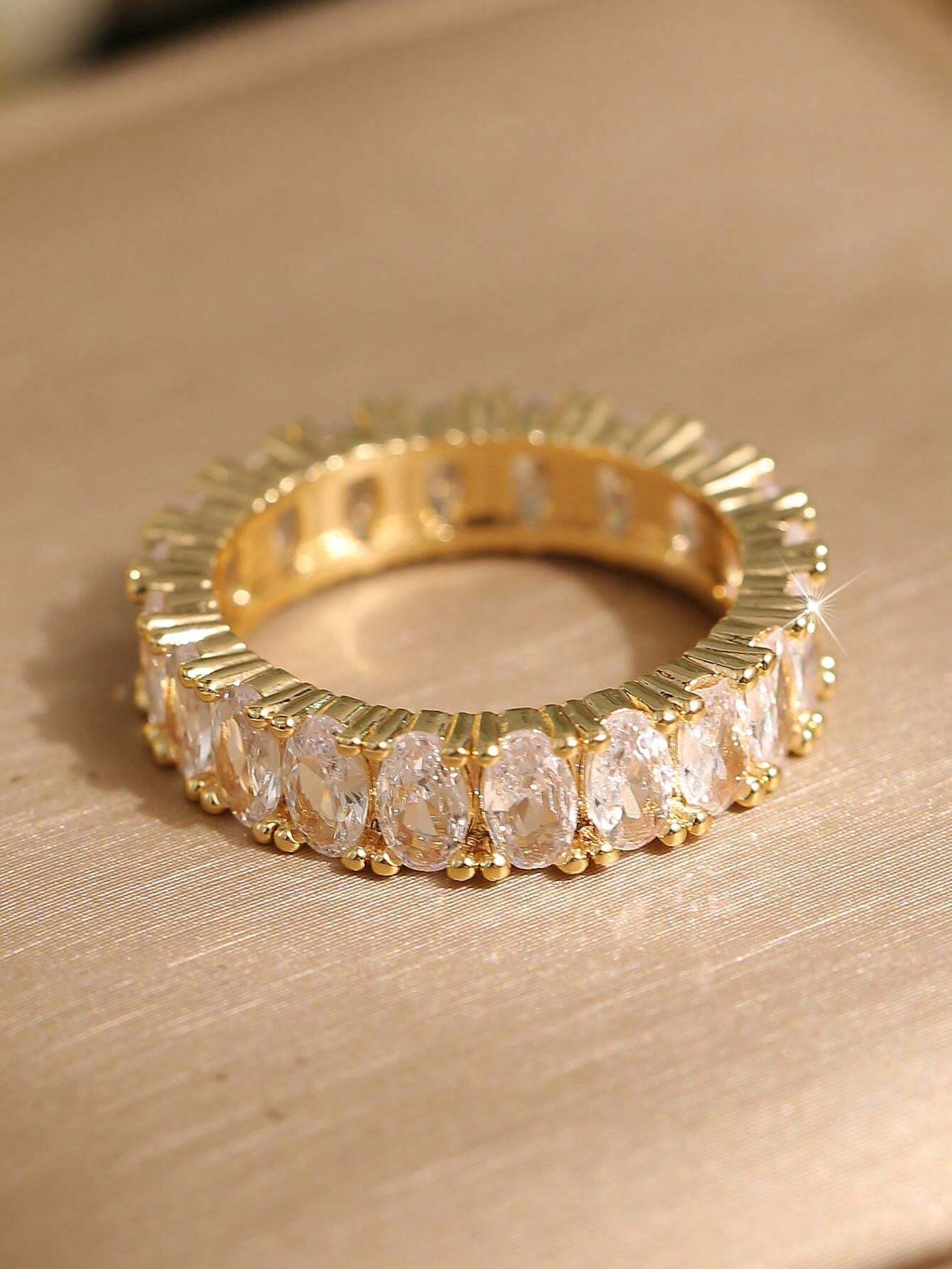 Aurora Atelier 1 Pc Elegant Ellipse CZ Rings For Women Girl Crystal Ring Birthday Bridal Dress-Up Female Festivals Jewlelry Gift_voghion.com