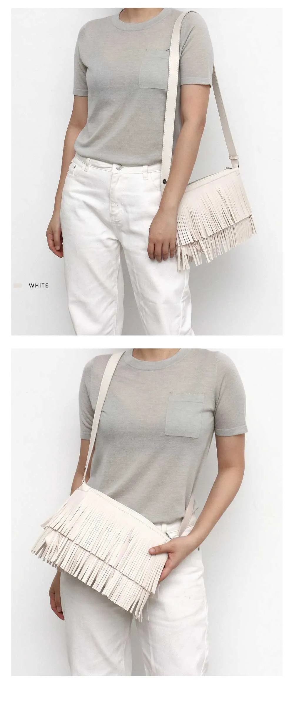 CEZIRA Bohemia Quaste Fransen Ladi Seitentaschen Veganes Leder Stilvolle Designer Mädchen Kleine Umhängetasche Reißverschluss Umschlag Clutch_voghion.com
