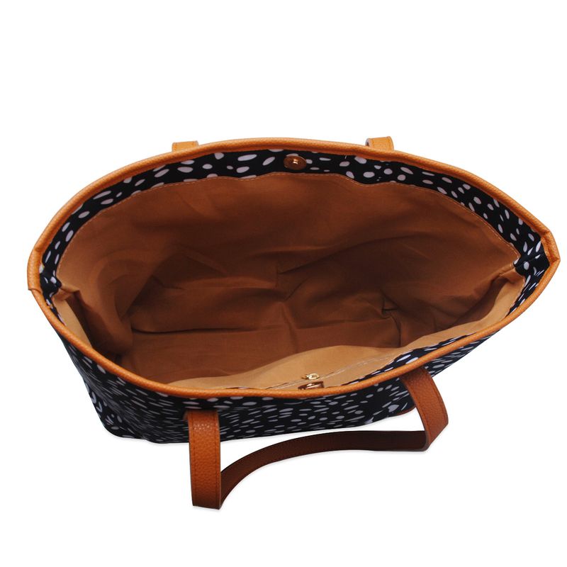 Große Kapazität, schwarze, leuchtende Leopardenmuster, dreiteilige Reisetasche, modische Urlaubsgepäcktasche, tragbare_voghion.com