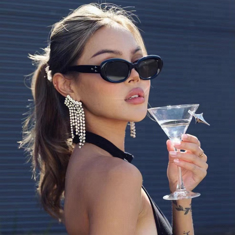 Occhiali da sole Galaxy Star con montatura ovale per donna Occhiali da sole europei e americani Sweet Cool Street Fashion Spice_voghion.com