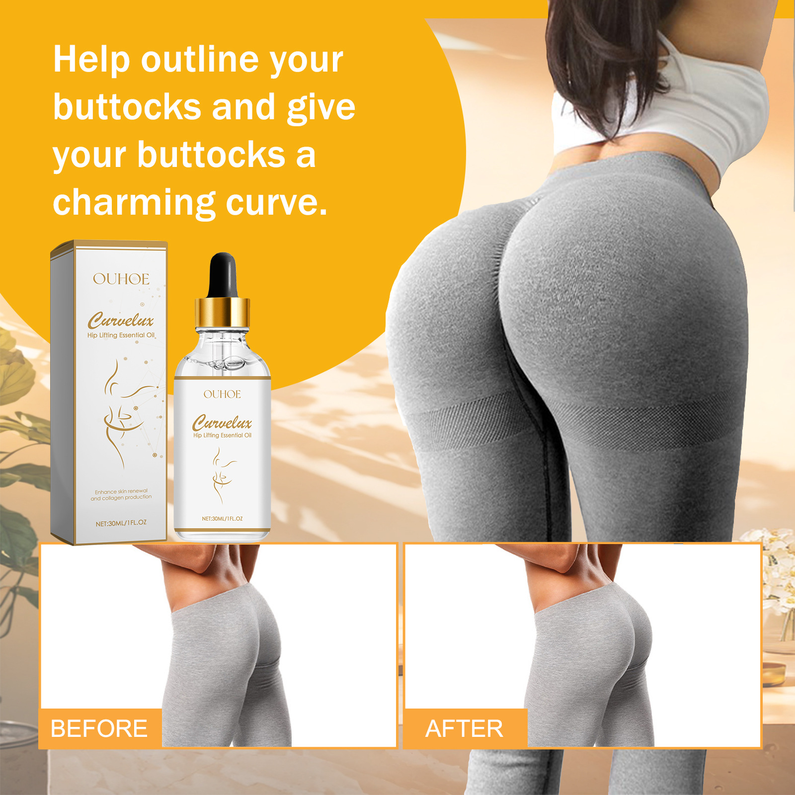 OUHOE Essential Oil Lifting, Upwarping, Firming, Line Plastic Lifting and Hip Beautifying essence_voghion.com