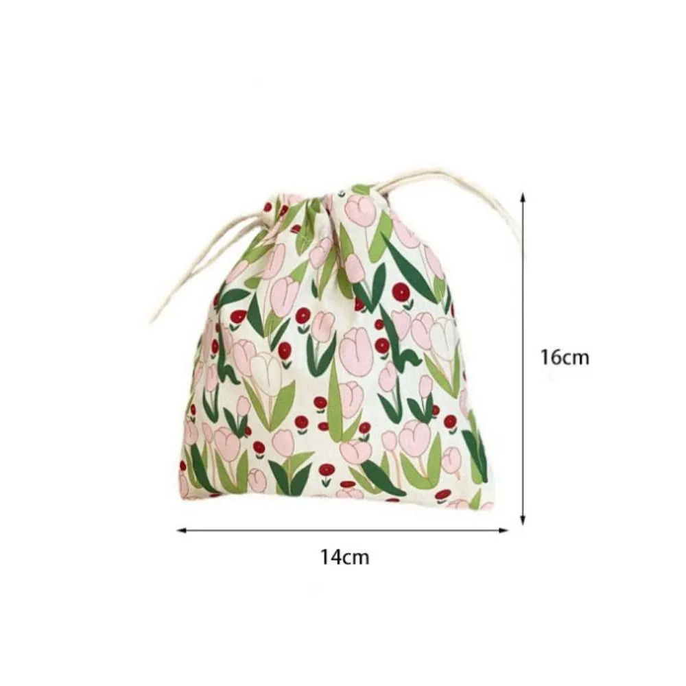 Fashion Ins Japanese Fresh Portable Drawstring Mouth Storage Small Canvas Bag For Women_voghion.com