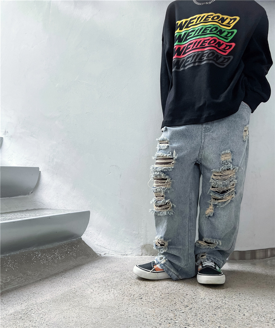 Mutter & Kinder Kinder jeans Jungen mode zerrissene hosen Baby hosen Hipster kinder hosen_voghion.com