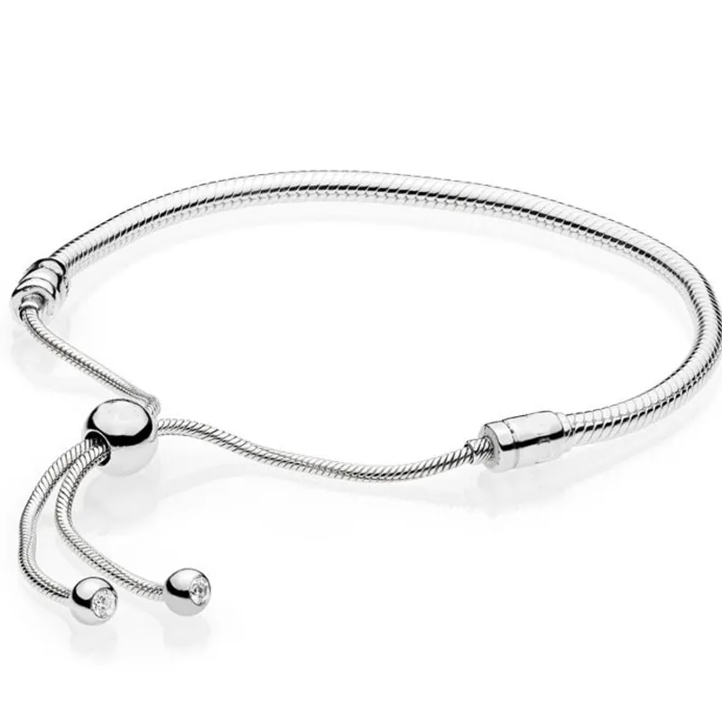 Sterling Sier Moments Chiusura scorrevole Regolabile Bracciale Pan Braccialetto Adatto Donna Perlina Ciondolo Fai da te Gioielli Europa CX200623_voghion.com