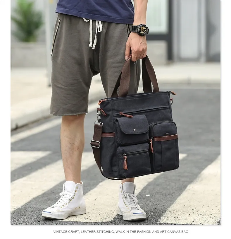 Borsa a tracolla da uomo in tela per laptop coreano da uomo alla moda, di alta qualità, valigetta da uomo 240815_voghion.com