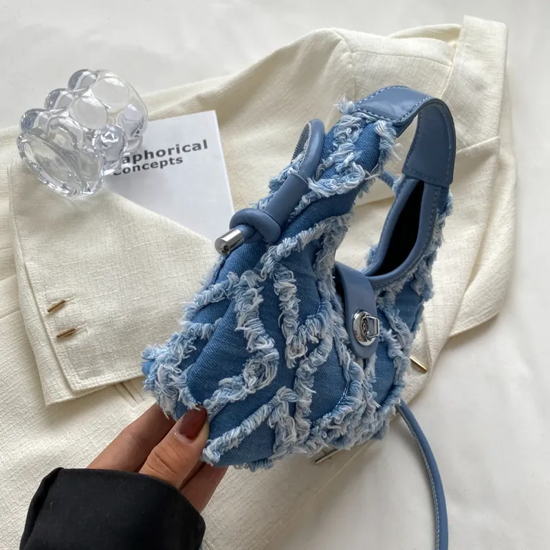 Hobo měkká džínová taška přes rameno malá crossbody taška pro ženy značkové módní kabelky totes_voghion.com