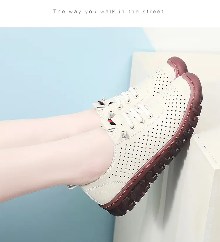 Chaussures simples pour femmes cousues à la main, à semelle souple et épaisse, couvre-pieds pour maman, grandes pointures de chaussures décontractées respirantes pour femmes_voghion.com