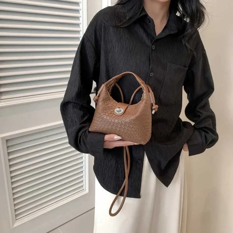 Elegante Geflochtene Pu-leder-eimerhandtasche Als Umhängetasche_voghion.com