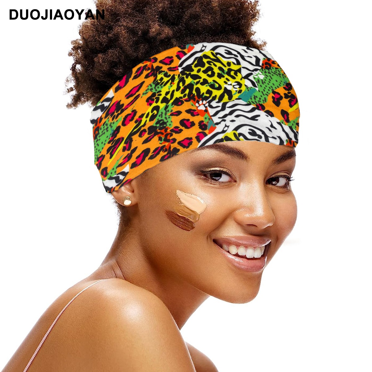 Unisex Knot headband Color matching pattern printed sports headband Fashion polka dot wide edge elastic headband_voghion.com