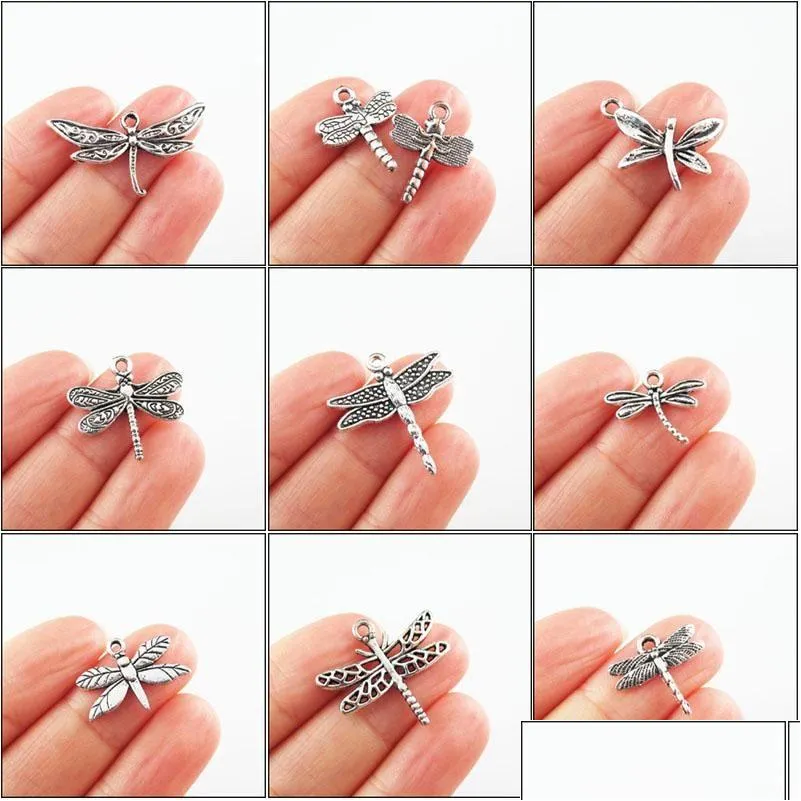Charm libellula ciondolo animale placcato argento per gioielli_voghion.com