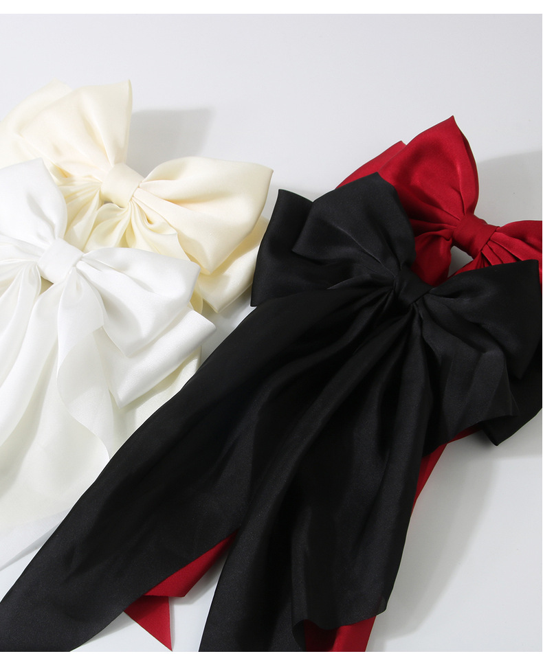 Women’s Accessories Oversized Ribbon Bow Spring Clip Hair Accessories High-end Satin Hair Clip_voghion.com