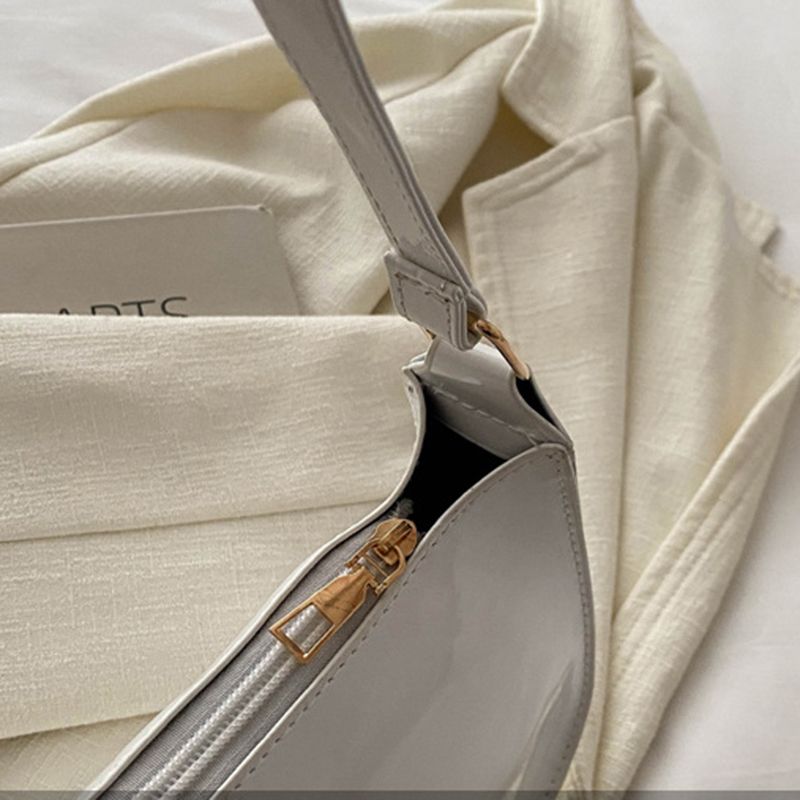 Retro Einfarbig PU Leder Schulter Unterarm Tasche Mode Casual Hobos Geldbörsen und Handtasche Damen Handtaschen_voghion.com