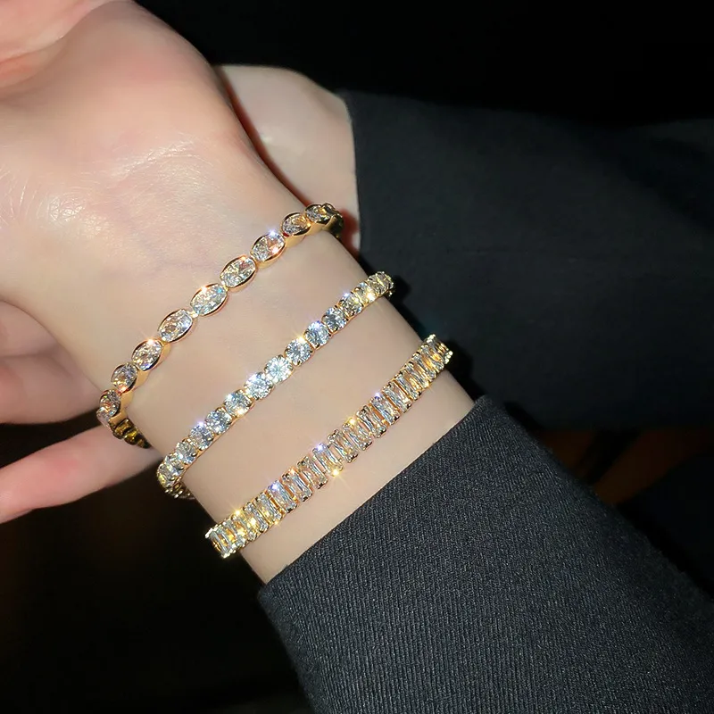 Fashion Designer Gold Plated Brand Bangle Design zircon Bracelet Jewelry Women Lovely Female Wedding Accessories_voghion.com