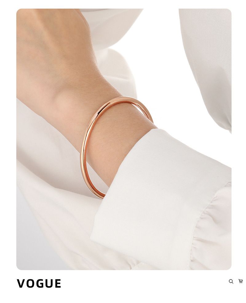 Antico patrimonio Niche Semplice 4mm Solido Liscio Semplice Anello Moda Femminile Personalità Temperamento Braccialetto di Alta Gamma_voghion.com