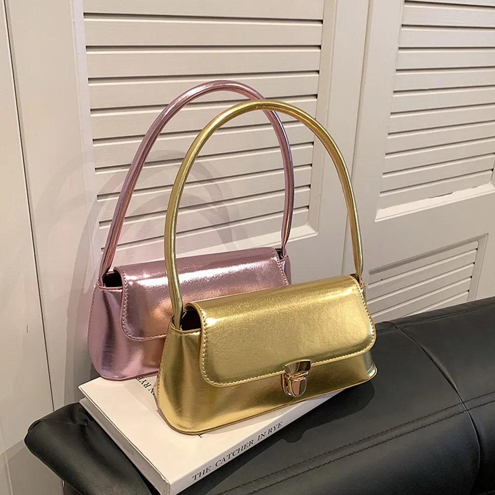 Handtassen voor dames, eenvoudige handtassen met handvat, Franse tote, elegante glanzende oksel, schoudertas van PU-leer voor dames_voghion.com