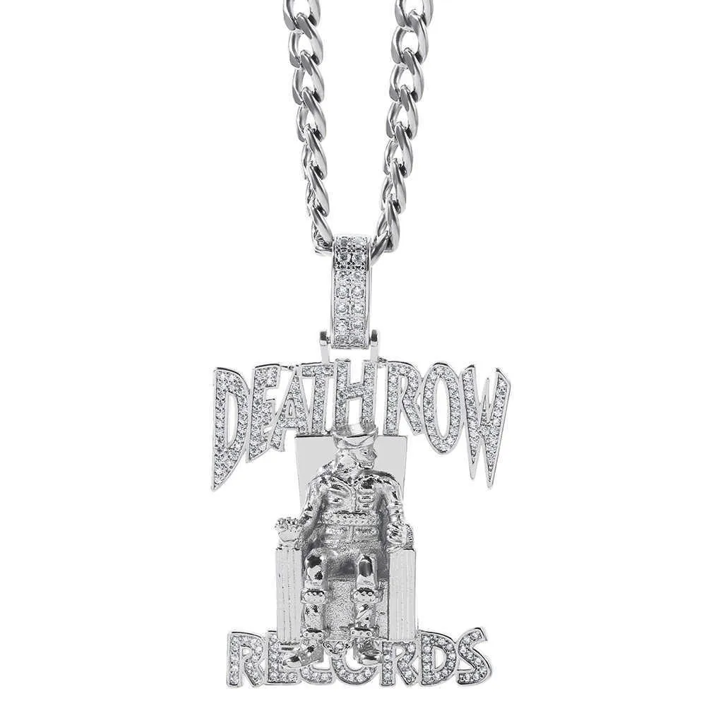 Colliers Hip Hop DEATHROW RECORDS Collier Prisonnier Strass Pendentif Accessoires Pour Homme Femme Bijoux Glacés_voghion.com