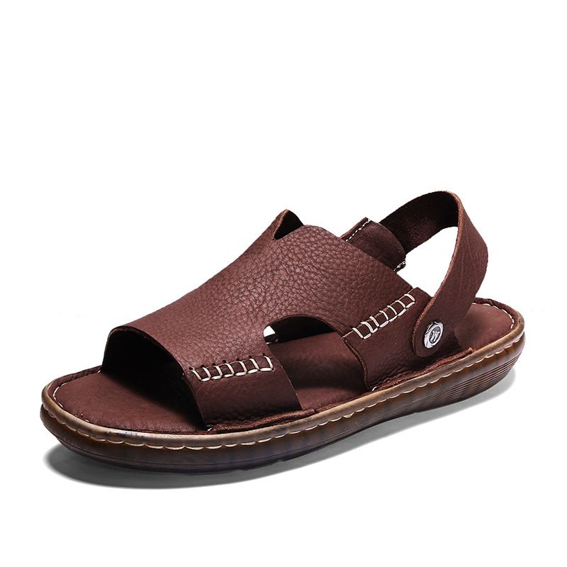 Large size summer casual handmade dual-purpose dad's shoes, genuine leather beach sandals and slippers, men's_voghion.com