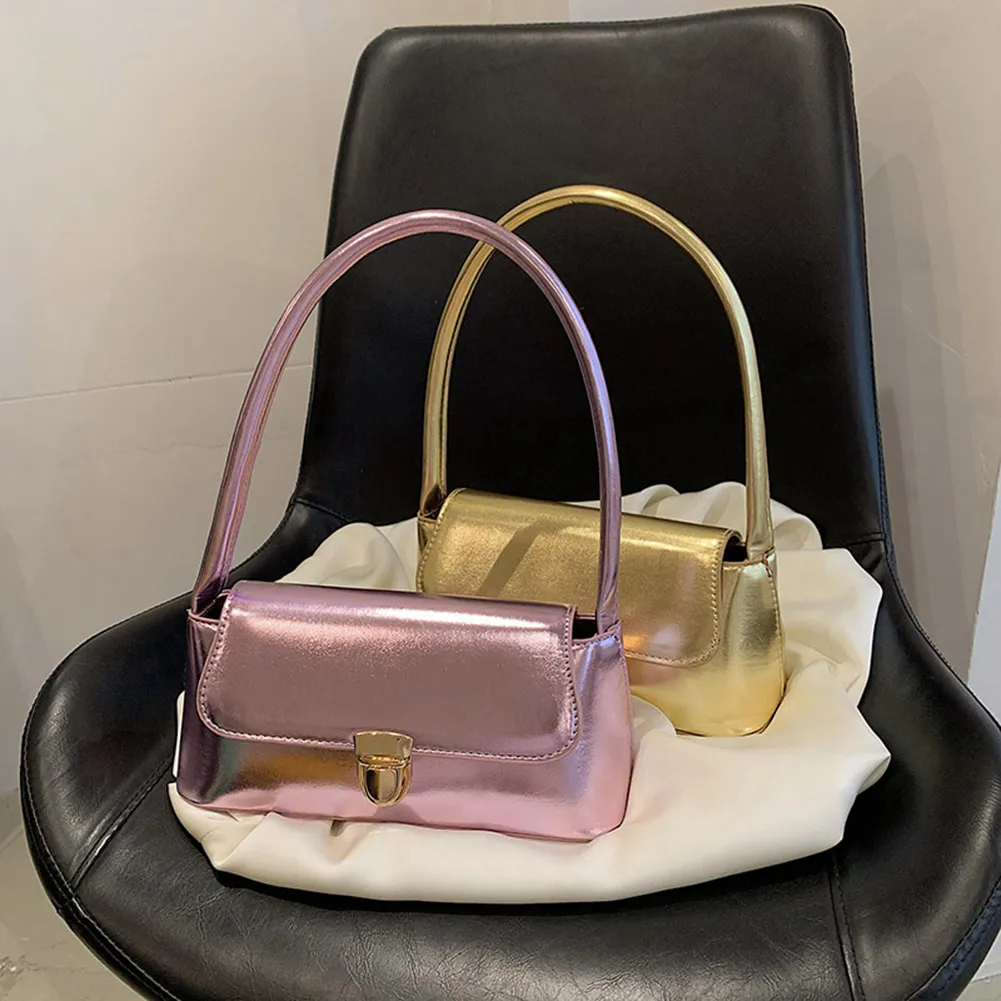 Handtassen voor dames, eenvoudige handtassen met handvat, Franse tote, elegante glanzende oksel, schoudertas van PU-leer voor dames_voghion.com
