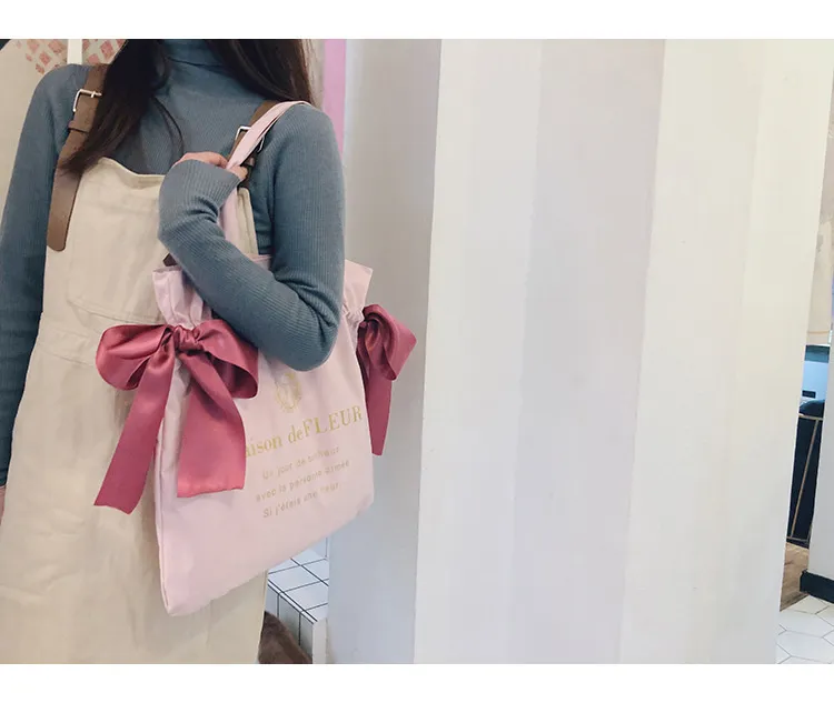 Borsa a tracolla carina da donna, per ragazze adolescenti, con fiocco, per studenti, borsa riutilizzabile, borsa per la spesa da donna, nuova moda_voghion.com