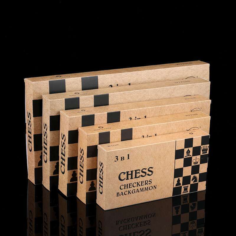 Drie in één massief houten opvouwbare draagbare puzzel schaakspel strategisch intelligentie speelgoed_voghion.com