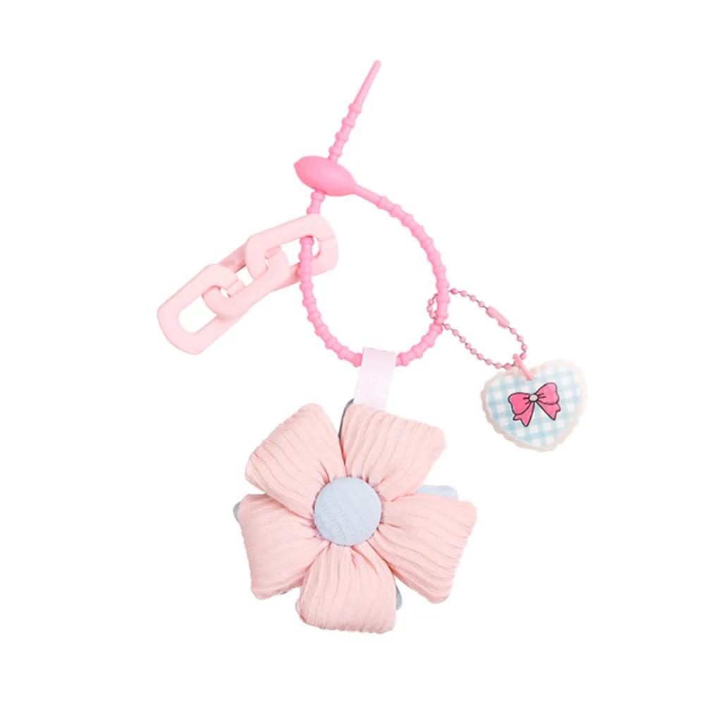 INS Cartoon Fabric Flowers Key Chains Fashion Stuffed Keyring For Women Girl Bag Pendant Charms Car Keychain Gift_voghion.com