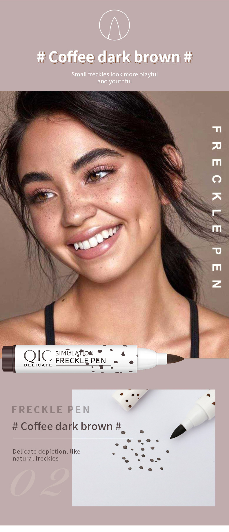 Gesimuleerde sproet voor kleurweergave, waterdicht, niet-afbladderend, schoonheidsvlekjes op het gezicht, make-up stempelpen_voghion.com