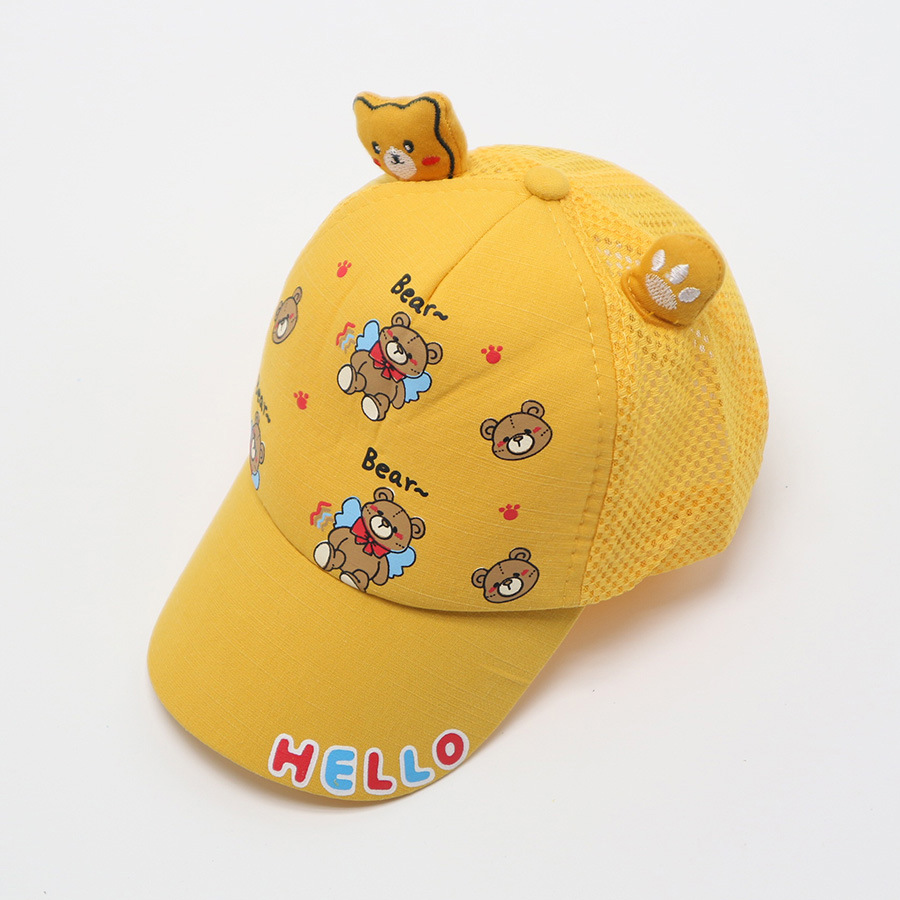 Berretto da baseball per bambini, berretto a rete, cappello estivo, cappello da sole, ragazzi e ragazze, parasole, simpatico cartone animato, protezione solare, protezione solare, orso_voghion.com