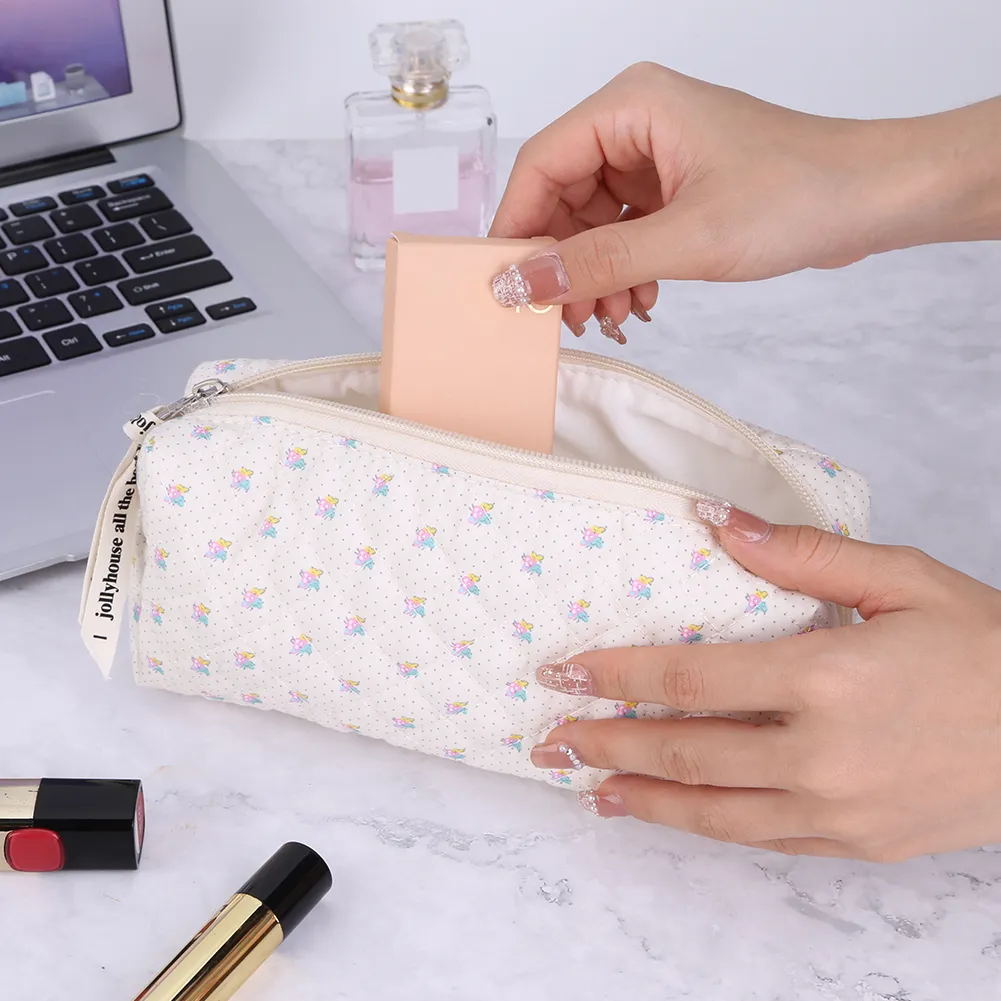 Mini trousse de maquillage imprimée pour femme, étui de rangement matelassé pour cosmétiques, sac portable pour pièces de monnaie, articles divers, porte-cartes de crédit_voghion.com
