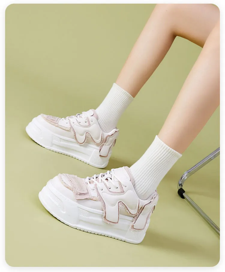 Genuine Leather Women's Skateboarding Shoes With Thick Sole_voghion.com