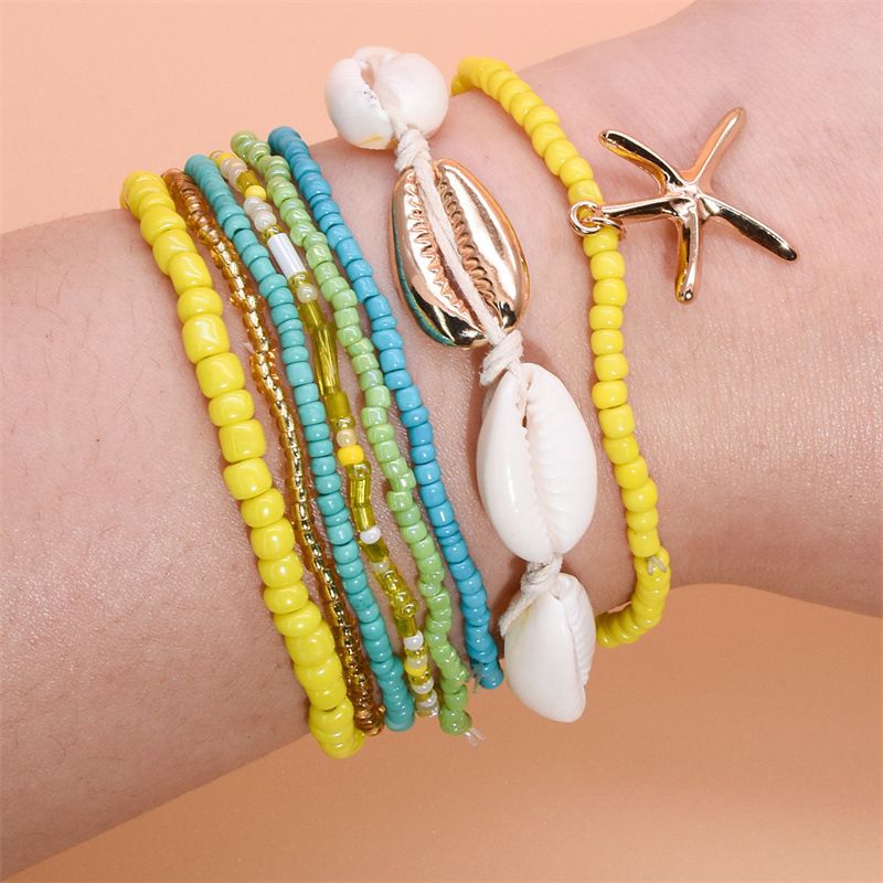 Hot Selg Sommer Dopamin Böhmisches Ozean-Strand-Seestern-Muschel-Reis-Perlen-Mehrschicht-Armband_voghion.com