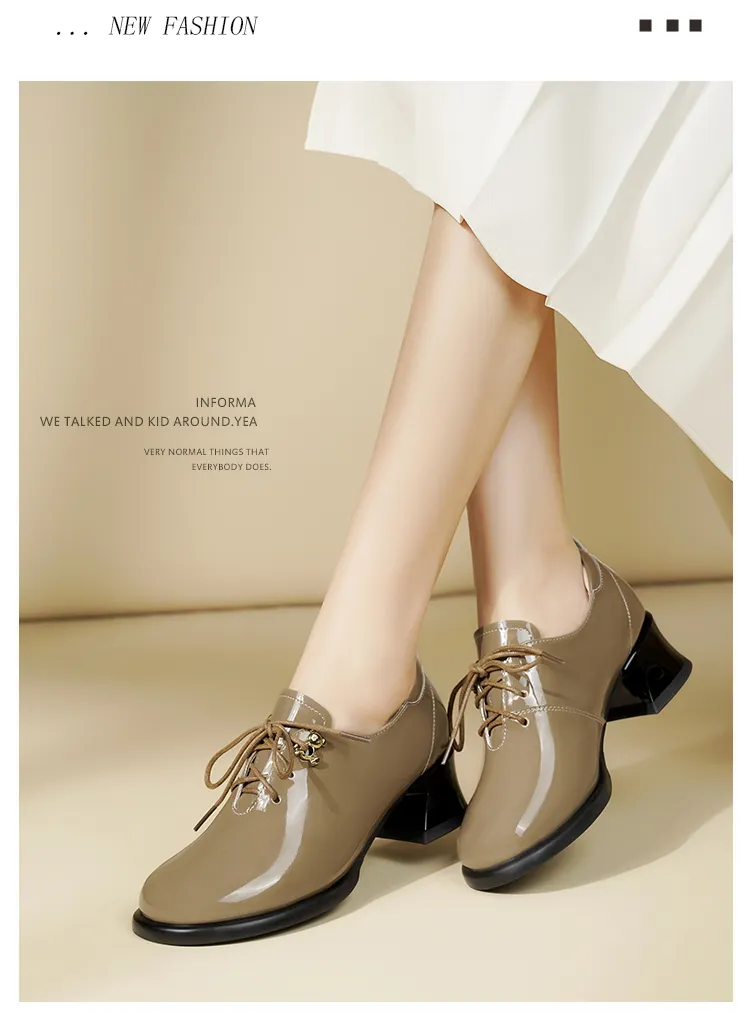 Dress AIYUQI Genuine Leather 2024 Fall Round Quality Head New Ladies Office Shoes British Lace Up Women Loafers Fd54_voghion.com
