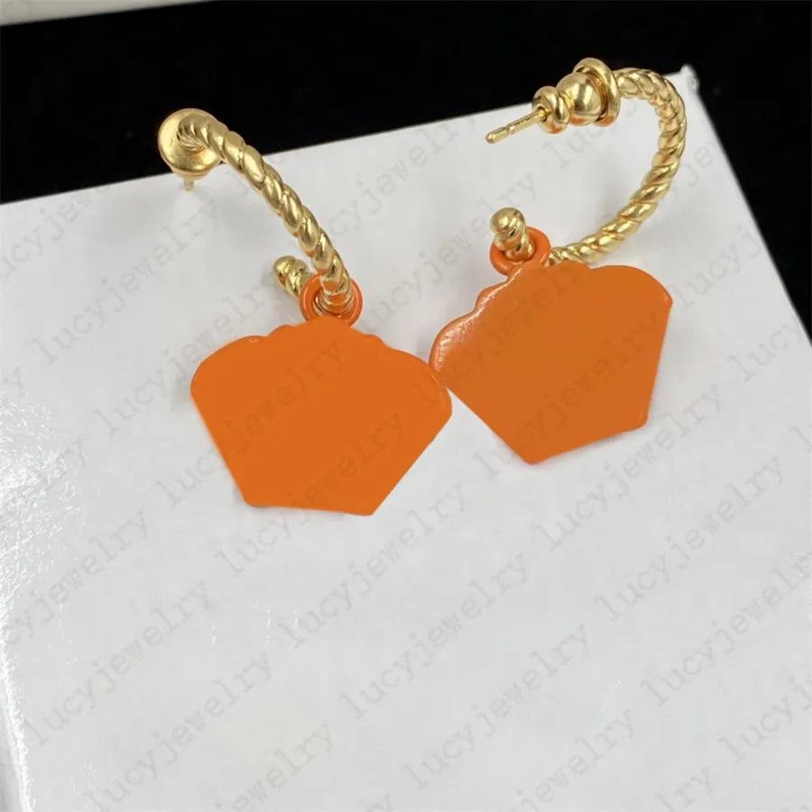 Mode örhängen Orange lågmäld Charm Designer Enkel örhänge för man kvinnor_voghion.com